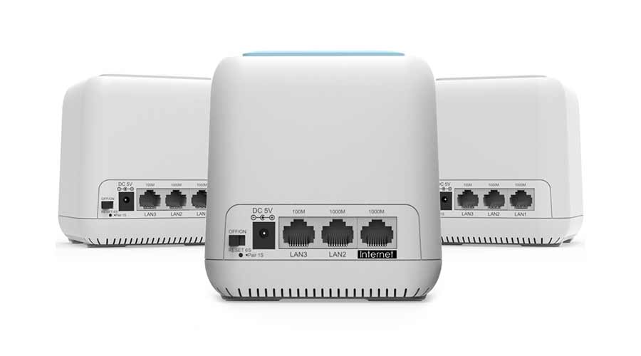 Η πίσω όψη των κόμβων του Mesh WiFi Amiko WN535K3 